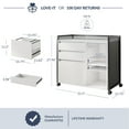 thumbnail image 2 of BELLEZE 3-Drawer Mobile File Cabinet Desk with Fast Charger Station, Rolling Printer Stand with 2-tier Open Shelves, Lateral Filing Cabinet For Home Office (Rider Desk - White), 2 of 7