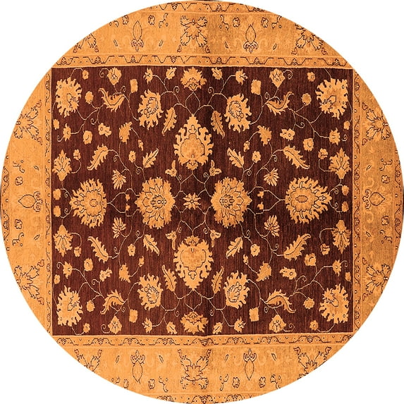 Ahgly Company Indoor Round Oriental Orange Traditional Area Rugs, 4' Round