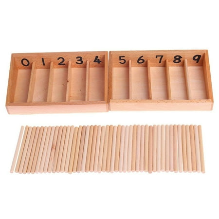 Children Montessori Wooden Spindles Counting Box Mathematics Learning Sticks Counting Early Educational Toy Color:spindle boxes with wooden