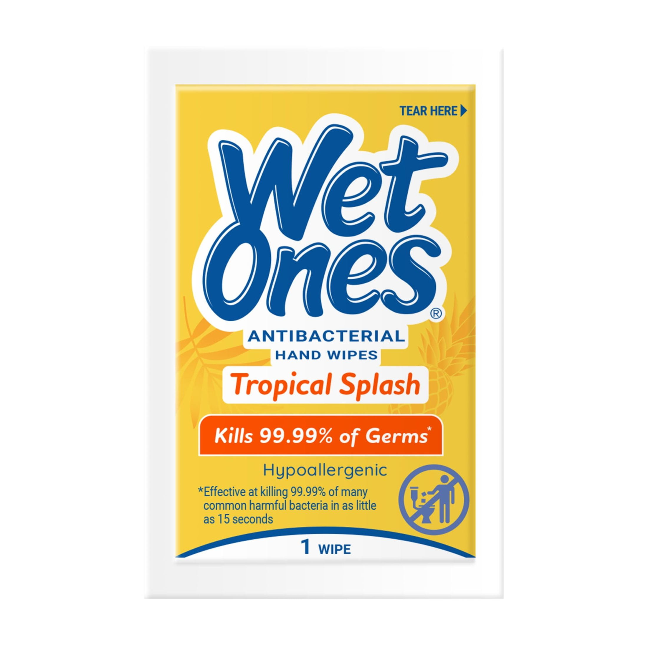 Wet Ones Antibacterial Hand Wipes, Tropical Splash Citrus, 24 Ct Singles 6 Pack, 144 Total Wipes