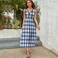 thumbnail image 3 of Navy Blue White Buffalo Check Geometric Plaid Sleeveless Dress Summer Women Clothes Dress for Pregnant Women Dresses, 3 of 9