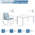 thumbnail image 4 of Outdoor Patio Dining Set of 5 with 60" Aluminum Rectangular Dining Table and 4 Armrest Chairs,White, 4 of 5
