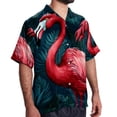 thumbnail image 2 of Flamingo Tropical Rainforest Men's Button Down Spread Collar Casual Printed Short Sleeve Summer Beach Unisex Shirts, 2 of 6