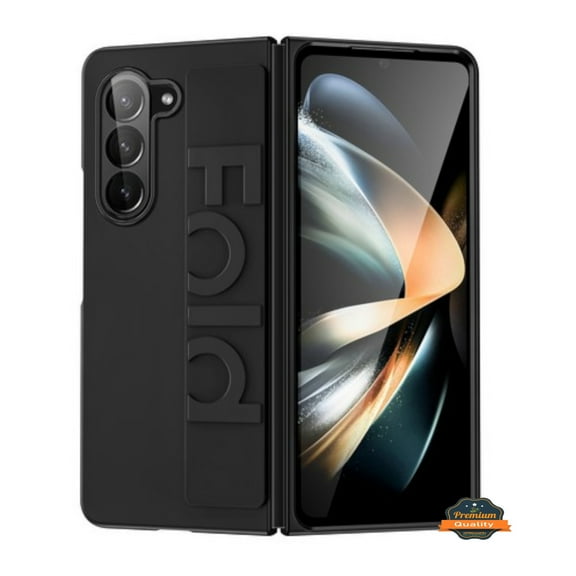 For Samsung Galaxy Z Fold 6 5G Silicone Grip Full Body Hybrid TPU with Hand Strap Handheld Design Wristband Shockproof PC Phone Case Cover by Xpression - Black