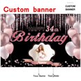 thumbnail image 2 of Banner decorativo con dicódigos personalizados de oro rosa, feliz 34 cumpleaños, 2 of 7