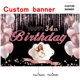 thumbnail image 2 of Banner decorativo con dicódigos personalizados de oro rosa, feliz 34 cumpleaños, 2 of 7