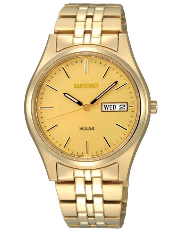 Seiko Men's SNE036 Stainless Steel Solar Watch Gold 