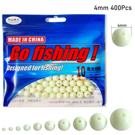 10-400Pcs Outdoor Fishing 3mm-20mm Floating Stoppers Hard Rubber Fishing Soft Floats Beads Luminous Light Space Beans Glowing Balls 4MM 400PCS