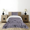 thumbnail image 4 of Ambesonne Gothic Quilted Bedspread Set 2 Pcs, Feminine Victorian Motif, Twin Size, Lilac Black, 4 of 5