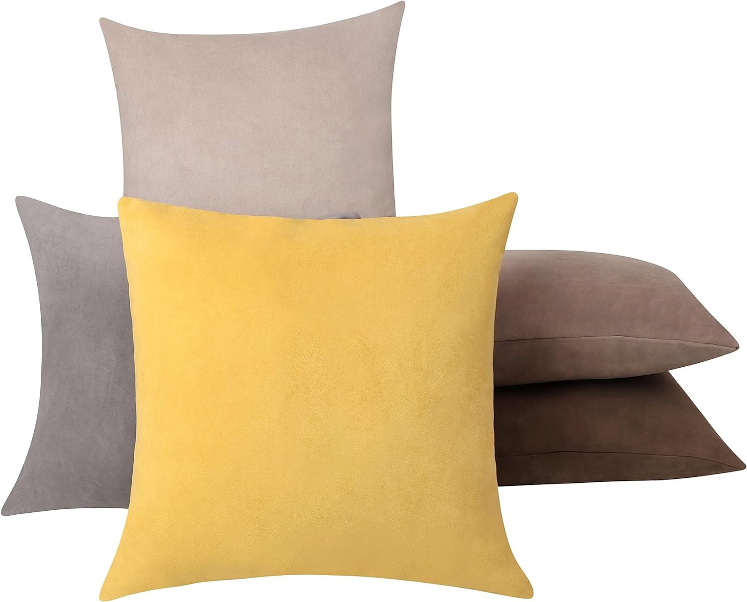 Delara Velvet Decorative Throw Pillow Cover, 20x20 inch, Pack of 1, Soft Breathable Cushion Cover with Hidden Zipper, Mustard Yellow