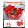 thumbnail image 2 of Caja de herramientas VEVOR Metal de 2 niveles, 3 bandejas, 14 pulgadas, con asa y cierre, roja, 2 of 9