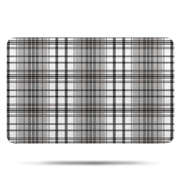 Black Gray and White Checkered Pattern Bathroom Rugs Mat,Non Slip Microfiber Bathroom Rug,Rubber Backing,Soft Bathroom Mats for Bathroom Floor,Tub and Shower,17x27in(43x68cm)