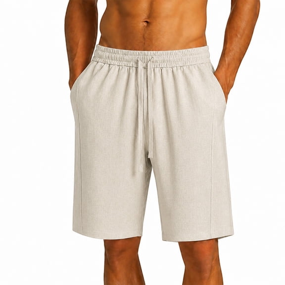 Summer Mens Shorts Solid Color Casual Loose Fit Shorts Beach Vacation With Pockets