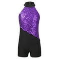 thumbnail image 3 of vastwit Kids Girls Hip Hop Jazz Latin Dance Costume Sequins Gymnastics Dance Leotard Biketard Short Purple 10, 3 of 7