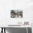 thumbnail image 2 of ARTCANVAS American Homestead Winter Canvas Art Print by Currier And Ives - Size: 18" x 12" (0.75" Deep), 2 of 9