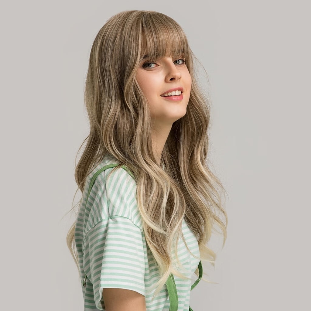 DOPI Fashion Women Full Hair Wig With Bangs Long Straight Hair Wigs