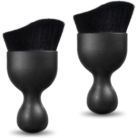 2 PCS Auto Interior Dust Brush, Car Detailing Brush, Auto Interior Curved Design Soft Hair Removal Brush for Automotive Dashboard, Air Conditioner Vents, Computer, Scratch Free (Black)
