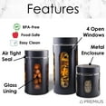 thumbnail image 4 of Premius Airtight 3-Piece Kitchen Glass Canister Set, Matte Black, 4 of 4