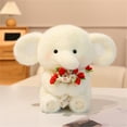 thumbnail image 2 of 11.81Inch Valentines White Elephant Holding Rose Bouquet Stuffed Animals Plush Toys, Kawaii Soft Plush Doll for Her/Girlfriend Lover Mom Teens Valentines Day Christmas Anniversary Gifts, 2 of 9