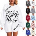 thumbnail image 4 of GEWSEY Sweatshirts for Women Game Day Rugby Sweatshirt Round Neck Long Sleeve Casual Shirt Soccer Pullover for Women (Green, L), 4 of 8