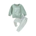 thumbnail image 2 of Toddler Baby Boy Clothes 6M 12M 18M 24M 3Y Pretty Fly for A Little Guy Infant Outfit Sets Tops Drawstring Pants Fall Winter Set, 2 of 9