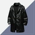 thumbnail image 6 of DAFPZW Men’s Leather Trench Coat Lapel Collar Classic Design Mid Length Motorcycle Jacket with Belt, 6 of 9