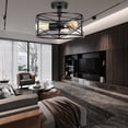 thumbnail image 4 of Farmhouse Ceiling Lamp Fixture Caged Semi Flush Mount Chandelier Kitchen Black, 4 of 4