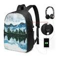 thumbnail image 3 of YFYANG 17" Laptop Backpack, Blue Watercolor Painting Fashion Travel Work Backpack with USB and Headphone Cable Interface for Men and Women, 3 of 8