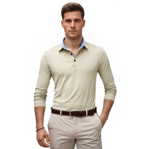 SPEEDRUN Men's & Big Polo Shirts with Long Sleeve, Soft Collared Moisture Wicking Shirt, Sizes S-3XL