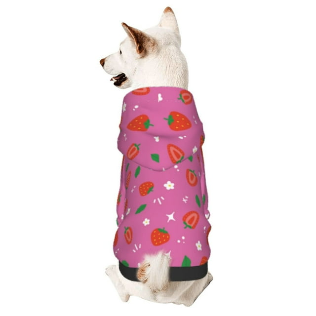 Balery Strawberry Floral Sudadera con Capucha para Perros Pequeños – Ropa para Mascotas, Disfraz para Perros y Gatos, Ideal para Fiestas y Cosplay-X-Large