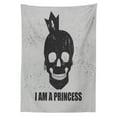 thumbnail image 3 of Ambesonne Cartoon Tablecloth Rectangular Table Cover, Skull Crown Themed Design, 52"x70", Charcoal Grey Pale Grey, 3 of 4