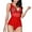 Red, variant on Levmjia Womens Lace Mesh One Piece Lingerie Set V Neck Sleeveless Ruffle Hem Bodysuit Soft Lightweight Stretchy Plus Size Nightwear Dates