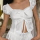 thumbnail image 3 of Gibobby Camiseta informal corta para mujer con ombligo expuesto Allmatch, correas de chaleco(Blanco,M), 3 of 5