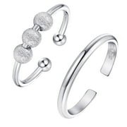roliyen Adjustable Anti-anxiety Free Rotation Exquisite Bead Stackable Ring Set