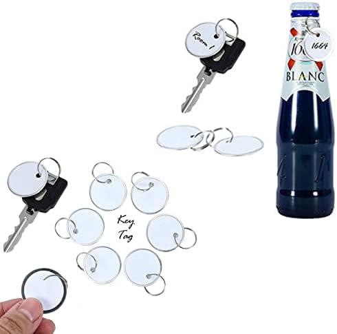 180 Pieces Metal Rim Tags Key Tags Round Paper Tags with Metal Rings for Car Keys and Door Keys,White