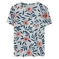 thumbnail image 5 of Womens Plus Size Casual Short Sleeve Print Pleated Round-Neck Loose T-Shirt Blouse Tops, 5 of 7
