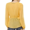 thumbnail image 4 of MODA NOVA Junior's Deep V Neck Swiss Dots Blouse Chiffon Long Sleeves Sheer Shirt Top, 4 of 7