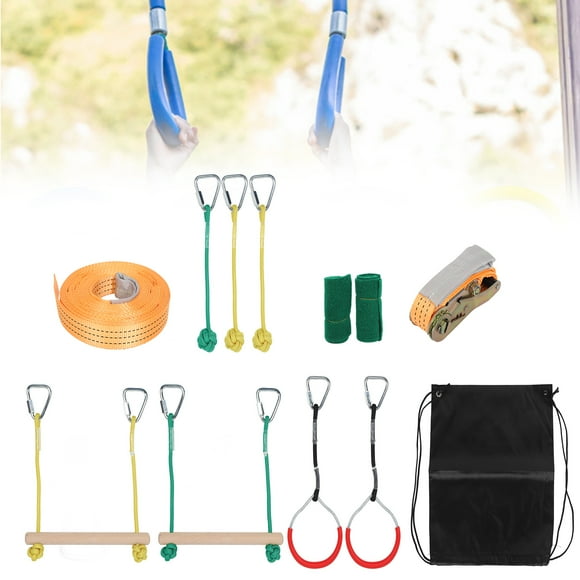 LAFGUR Obstacle Course Set, Slack Line Kit Hanging Ladder Exercise Equipment Fitness Equipment Slackline Climbing Rope Set, For Outdoor Garden