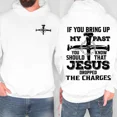 thumbnail image 3 of If You Bring Up My Past Jesus Dropped the Charges Hoodie, 2-Sided Christian Graphic, Faith Quote Pullover, Unisex Casual Fleece Hoodie Gift, 3 of 6