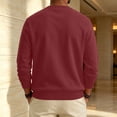 thumbnail image 4 of Mens Fleece Crewneck Sweatshirt Fashion Soft Long Sleeves Solid Color Pullover Fall Winter Thermal Comfy Casual Sweatshirt Wine M, 4 of 6