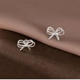 thumbnail image 4 of Solid 925 Sterling Silver Bow Stud Earrings for Women Teens Ribbon Stud Earrings Bowknot, 4 of 6