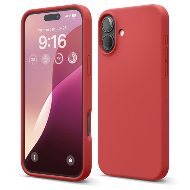 Funda de teléfono Elago compatible con iPhone 16 Plus de silicona roja