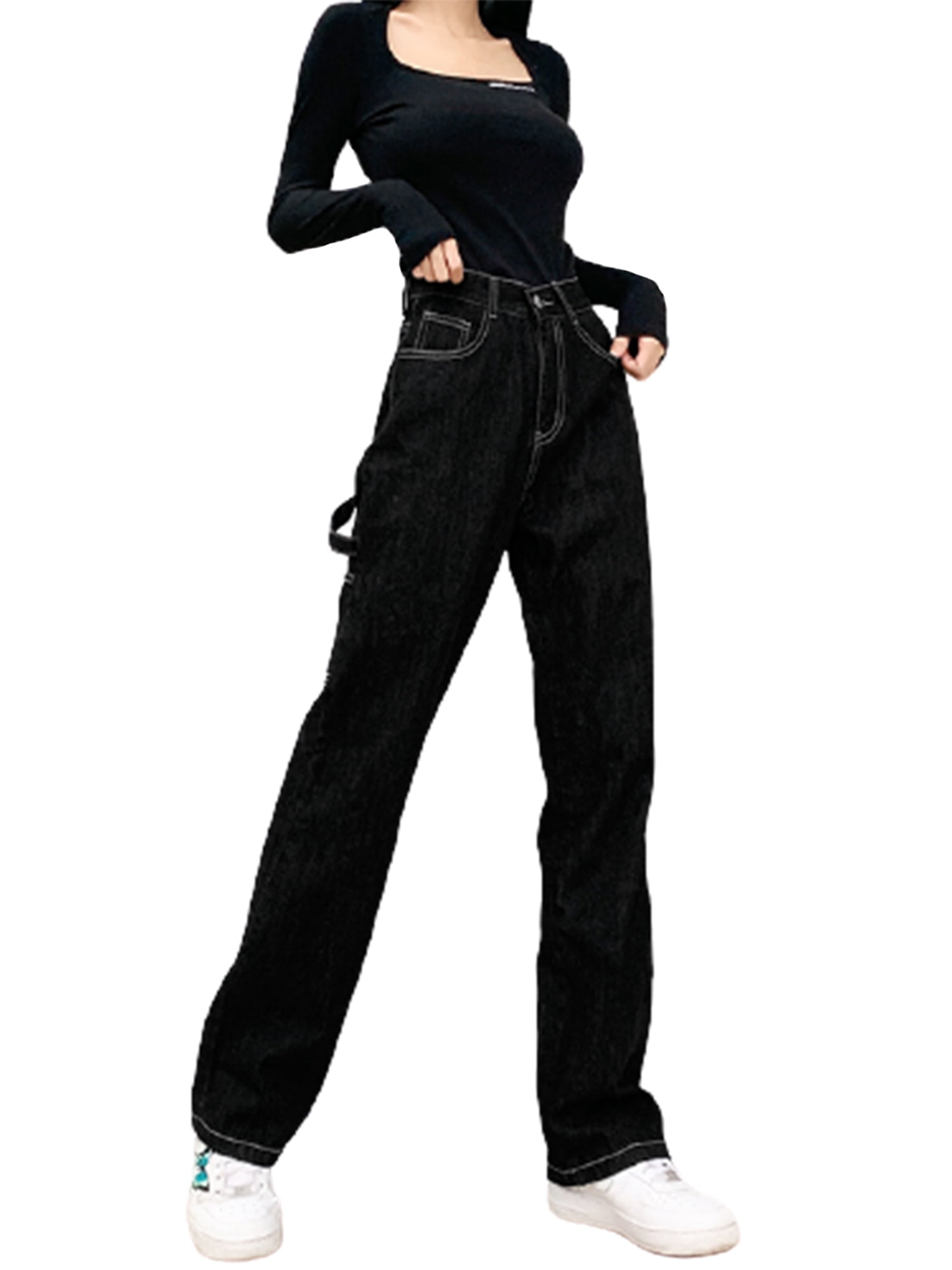 Puloru Women Straight Wide Leg Jeans 