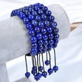 thumbnail image 2 of Natural Healing Power Gemstone Crystal Beads Unisex Adjustable Macrame Bracelets 8mm,Lapis, 2 of 4