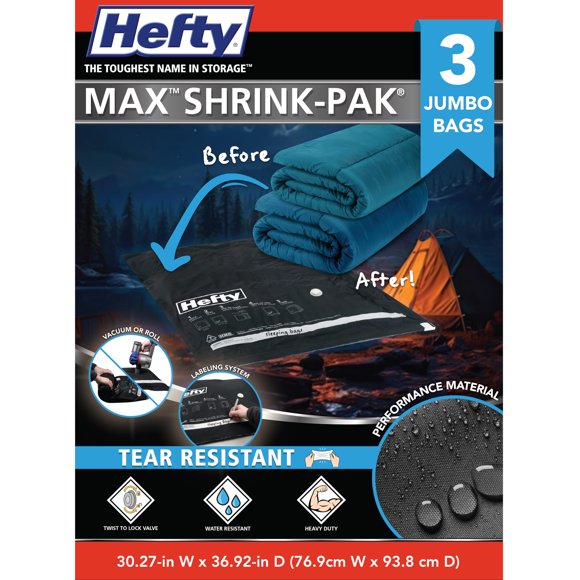 Bolsas de almacenamiento al vacío Hefty MAX Shrink-Pak para ropa 3 Jumbo