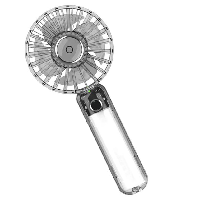Ventilador de mano transparente 2000 mAh recargable Ventilador de refrigeración Luz colorida Ajustable 3 velocidades Refrigerador eléctrico Ve mayimx Ventilador de mano