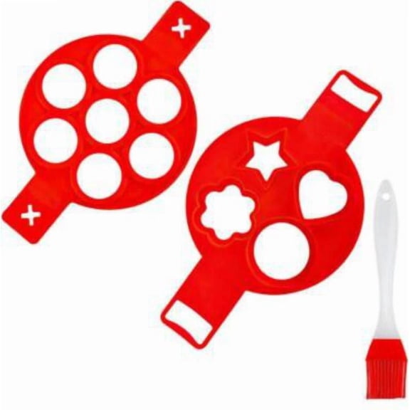 Flip N Cook Silicone Pancake Mold, Flip'N'Cook Pancake, And Red-Round Reusable