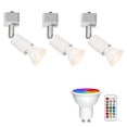 thumbnail image 1 of FSLiving Éclairage de Rail à Cardan Type J, Têtes de Rail Projecteur de Plafond Télécommande, Changement de Couleur RGB Réglable Blanc GU10 Ampoule Minuterie Mini Lumières Juno Monté pour Studio Vitrine, Blanc, 1 of 7
