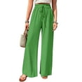 thumbnail image 2 of Pantalones de Salón de Pierna para Mujer, Cintura Alta, Ajustables, con Nudo de Lazo, Holgados. Verde S, 2 of 9
