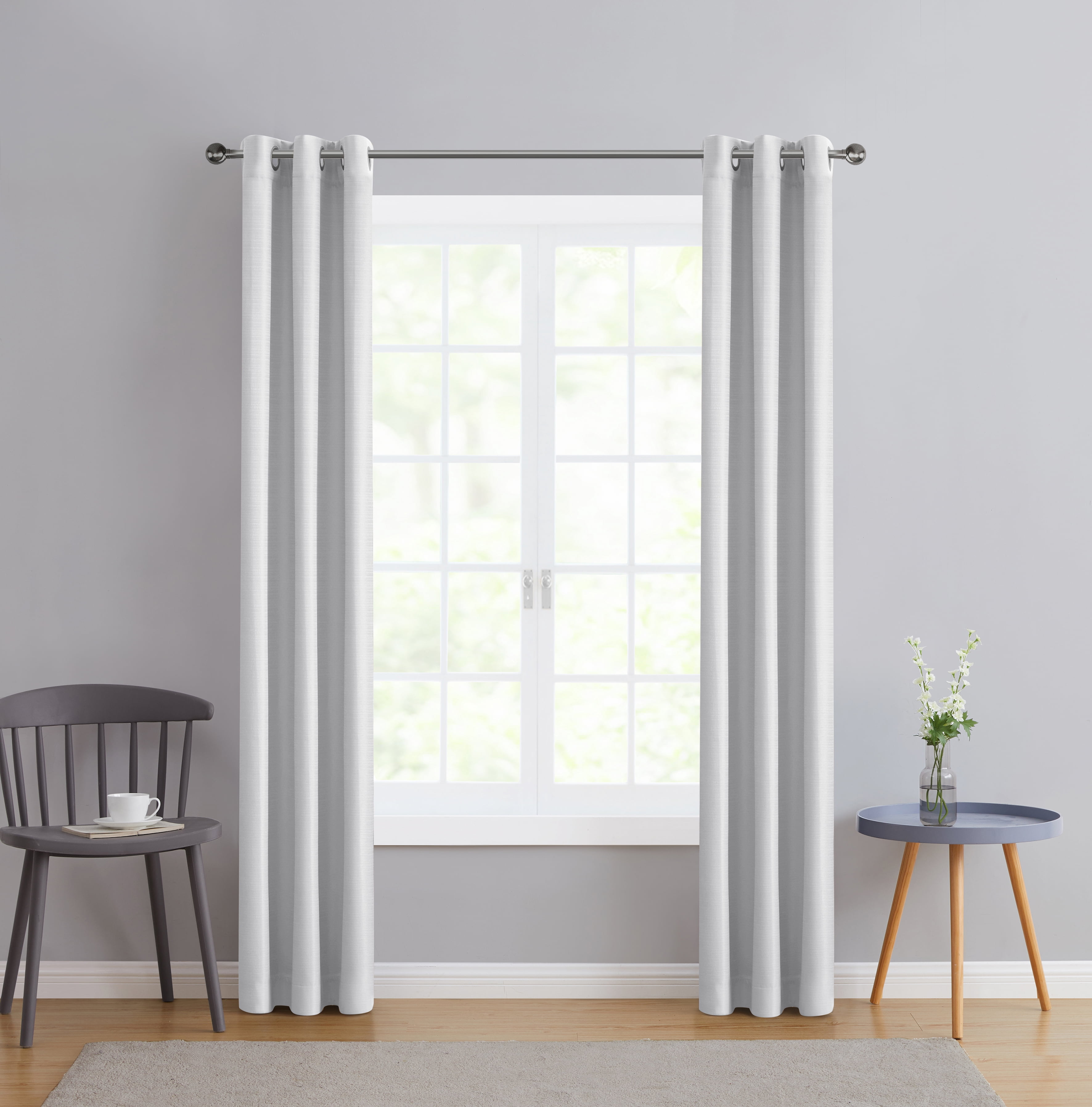 Serta So Dark 100% Blackout White Grommet Top Curtain Panel Pair, 37" x 84"